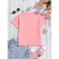 thumbnail image 2 of Camiseta estampada "Girl Just Smile" con un adorable gatito blanco para niña. Camisa informal de manga corta de algodón suave con lazo rosa y diseño de corazones y estrellas. Ideal para primavera, ve, 2 of 6