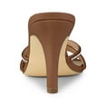 thumbnail image 3 of BLISSFUL STEP Women's Rhines Decor Stiletto High Heel Mule Sandals Brown 6, 3 of 8