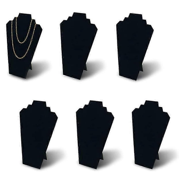 6 piezas/paquete 12.5 pulgadas Caballete para collar de terciopelo negro Organizador de joyas Soporte de exhibición con refuerzo