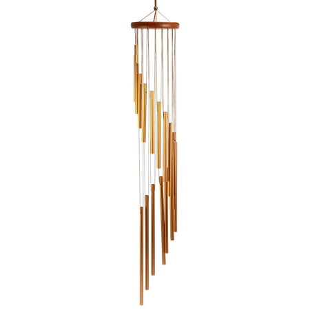 Voiceine Wind Chimes Outdoor Large Garden Chimes with 18 Aluminum Alloy Tubes Piano Tuned Wooden Wind Bell Memorial Christmas Gift for Garden Patio ( Golden )