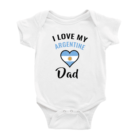 

I Love My Argentine Dad Heart Flag Baby Bodysuits Newborn Clothes (White 3-6 Months)