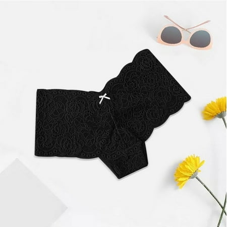 BYHONG Womens Sexy Lace Boxer Panties Seamless Solid Color Comfortable Low Waist Panties Panties for Women Black M