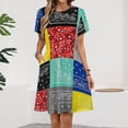 thumbnail image 2 of Bandana Paisley Patchwork Pattern Sundress Short Sleeve Dress Summer Women Clothes Dress for Women Dresses, 2 of 7