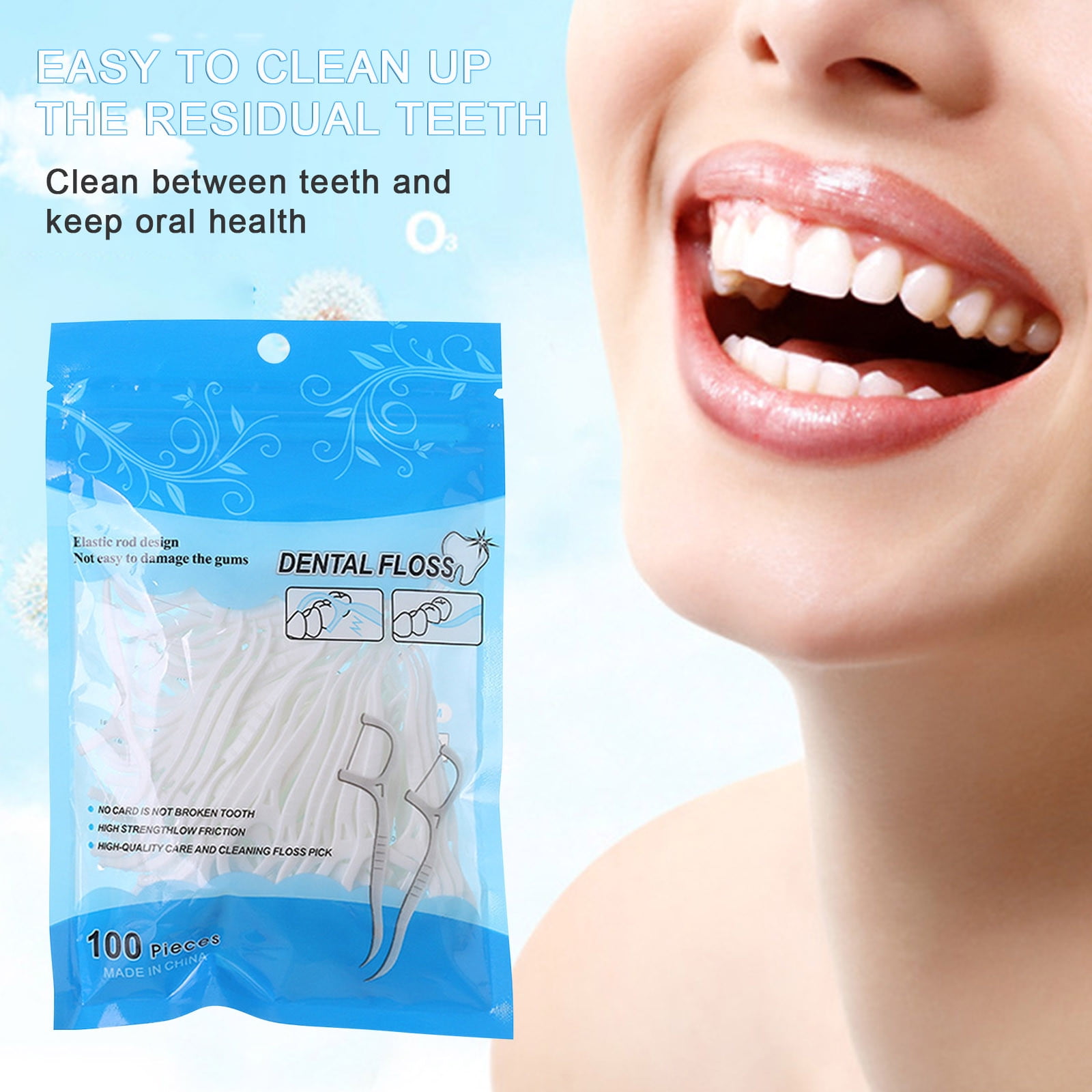Kiplyki Wholesale Oral Care Floss 100 Large Boxed Floss Sticks Clean Disposable Floss Pick Floss Box Floss