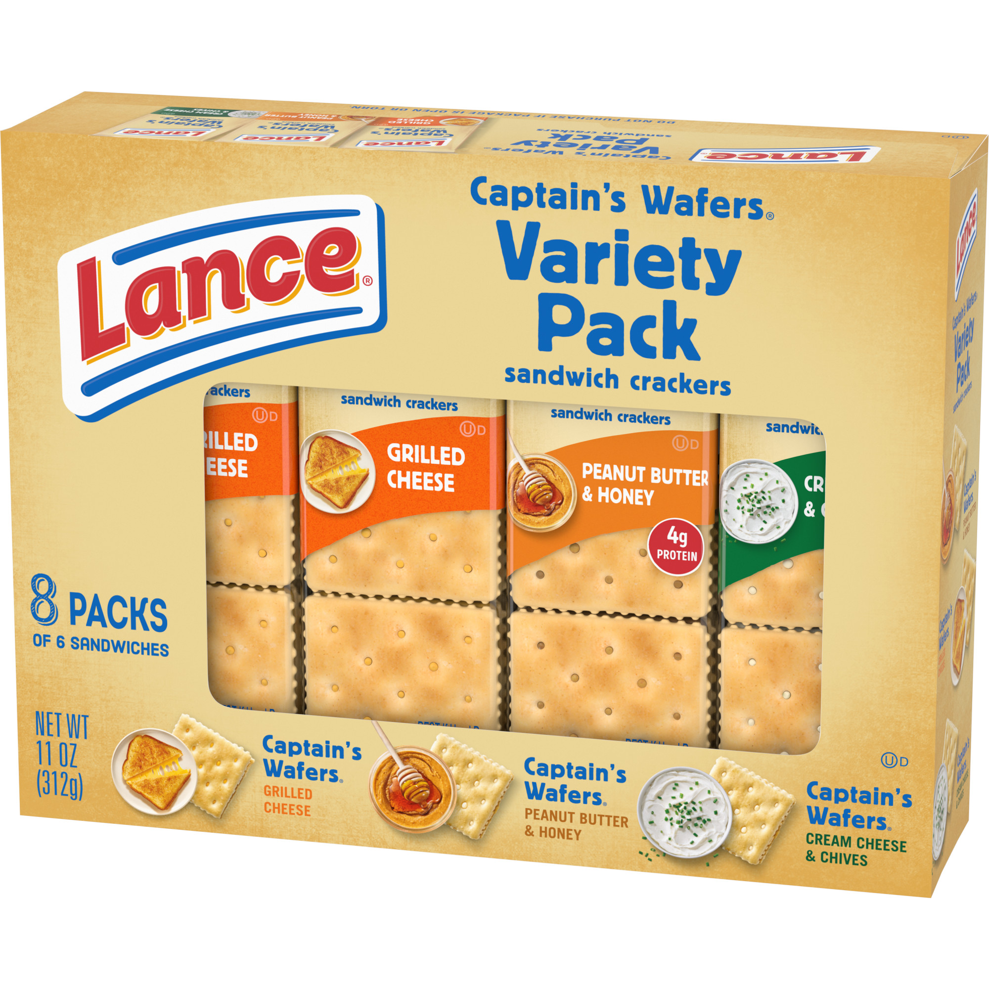 Lance Sandwich Crackers, Captain's Wafers, Variety Pack, 8 Individual ...