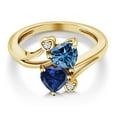 thumbnail image 3 of Gem Stone King 18K Yellow Gold Plated Silver Persian Blue Moissanite Blue Created Sapphire Ring for Women (1.63 Cttw, Heart Shape 6MM, Gemstone Birthstone, Size 5), 3 of 6