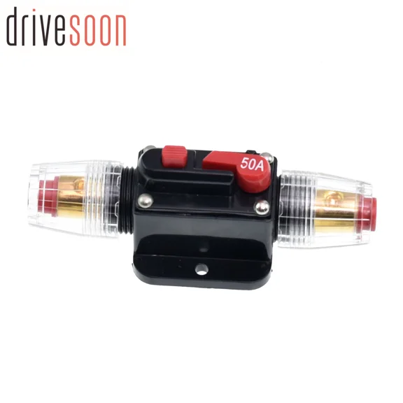 New 50 Amp Car Stereo Audio 12V Circuit Breaker Fuse Inline Fits 4 8 Gauge Wire