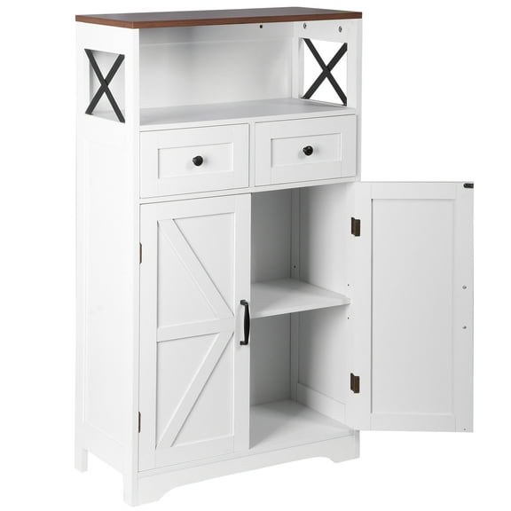 ZENSTYLE Storage Cabinet with 2 Drawers Durable Storage Organizer Floor Cupboard Home Decor White