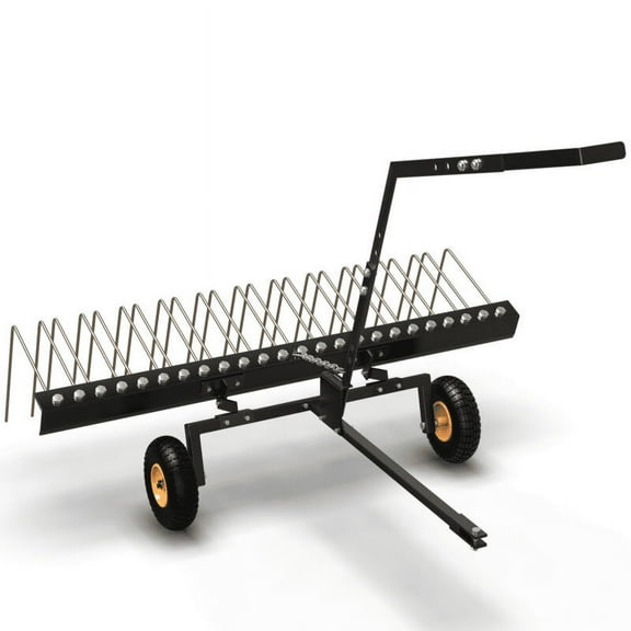 RVNI 60" Dethatcher Tow Behind Lawn Groomer Steel Landscape Rake with Wheels Corrosion Resistant ATV & UTV