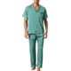 thumbnail image 1 of Conjunto de pijama para pareja de camisa de satén de manga corta y pantalones INSPIRE CHIC para hombres, color verde, talla M, 1 of 5