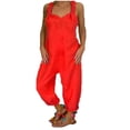 thumbnail image 1 of B91xZ Combinaisons Sport Sans Manches Côtelées Décontractées pour Femmes, Rouge G, 1 of 5