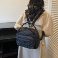 thumbnail image 3 of HUISZJ Women Nylon Quilted Shoulder Bag, Adjustable Strap Crossbody Bag, Trendy Backpack for Work Shopping Travel (Black), 3 of 10