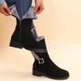 thumbnail image 5 of JHOKCI Womens Plush Lined Winter Boots Low Heel Wide Calf Side Zipper Cozy Warm Mid Calf Snow Boots, 5 of 9