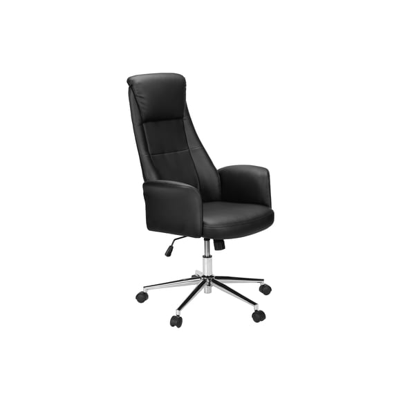 Monarch Specialties - Office Chair, Adjustable Height, Ergonomic, Swivel, Armrests, Work, Black Leather Look, Chrome Metal, Contemporary, Modern