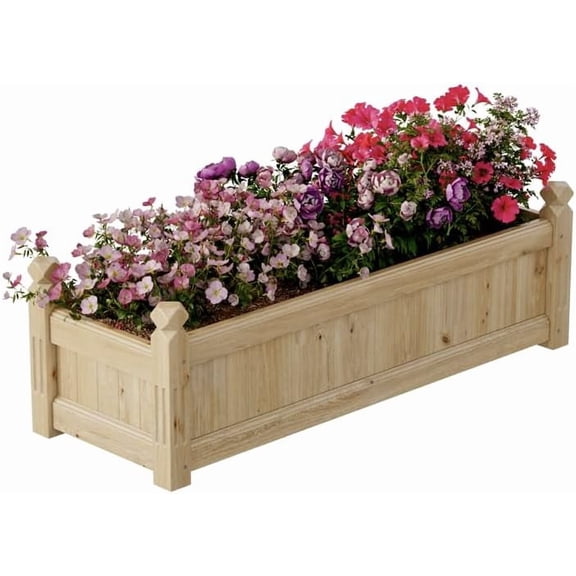 Rugerasy Wooden Raised Garden Bed,Outdoor Rectangular Planter Box for Vegetables,Flowers,Elevated Horticulture Wood Garden Planter,Yellow