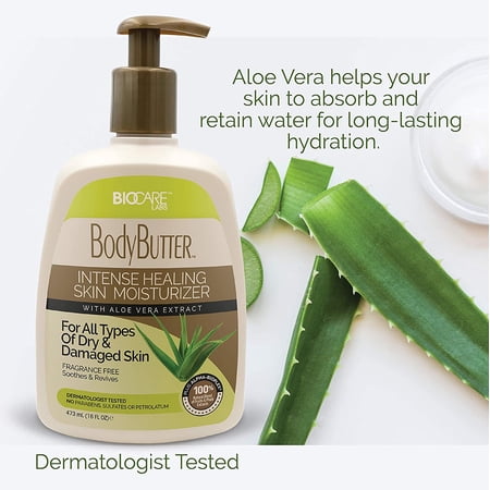 BioCare Labs Moisturizing Body Butter - Hydrating Body Cream W/Aloe Vera and Cucumber Extractsx (Fragrance Free) - Instantly Penetrates and Deeply Renews Skin - Lotion Designed For Dry Skin