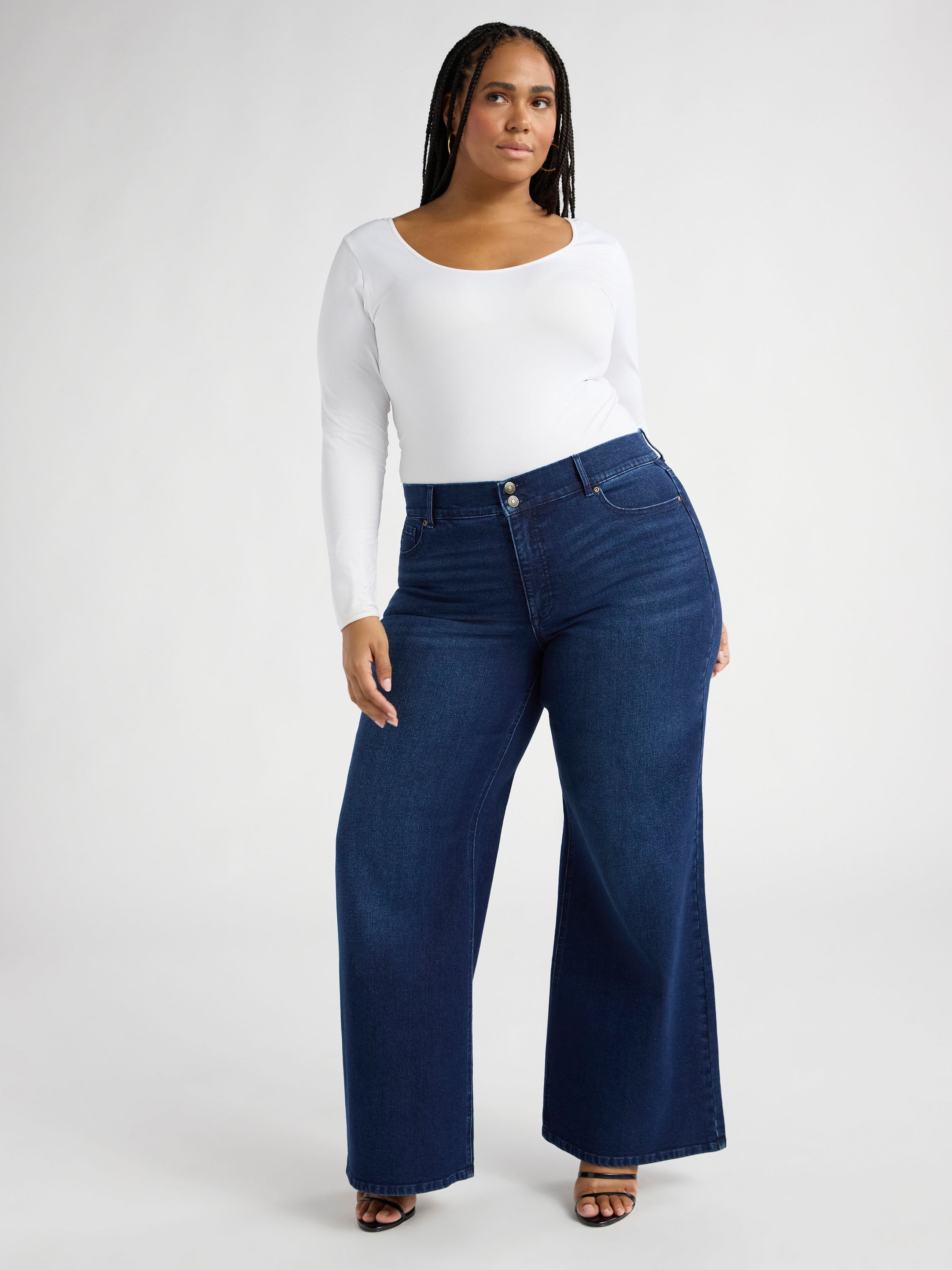 Sofia by Sofia Vergara Women's and Women's Plus Margot Wide Leg High Rise Jeans, 30.5" and 32.5" Inseams, Sizes 0-28