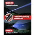 thumbnail image 3 of Work Light, Bright Tactical Flashlights High Lumens with 5 Modes, Waterproof Focus Zoomable Flash Light, Portable Flashlight for Job Site Lighting, Camping, Hiking, Outdoor, Home, 3 of 10