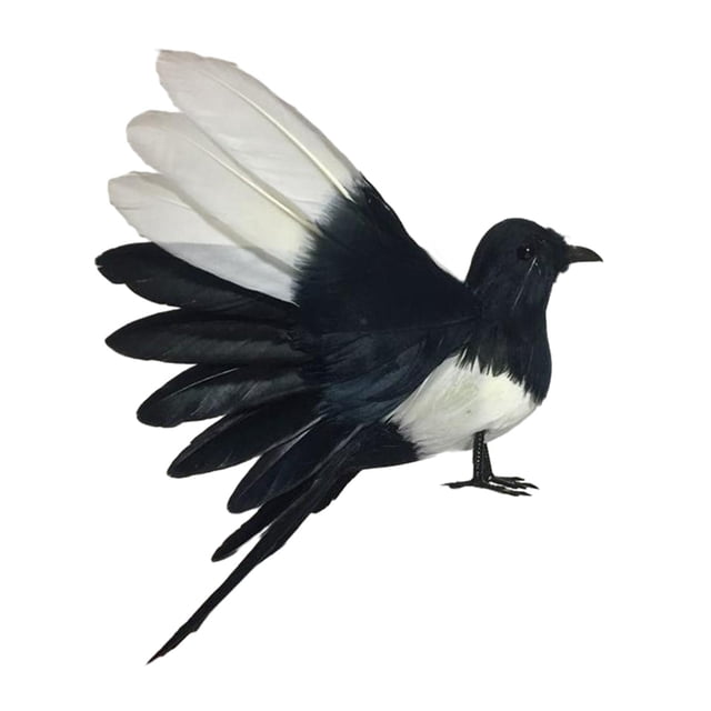 DOLITY Magpie Simulation Bird Animal Feathered Bird Model Bird Figurine Statue for Lawn 18cm Spread