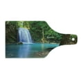 thumbnail image 2 of Woodland Cutting Board, Waterfall Asia Thailand Jungle Tropic Plants Trees Tourist Attraction, Tempered Glass Cutting and Serving Board, Wine Bottle Shape, Turquoise Green Brown, by Ambesonne, 2 of 5