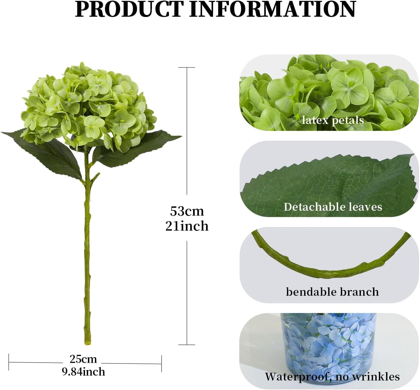 SwanMoon 3PCS Real Touch Artificial Hydrangea Flowers, 21 Inch Large Lifelike Silk Dry Faux Hydrangeas for Wedding, Home, Party, Office & Table Centerpiece Decoration