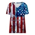 thumbnail image 4 of USSUMA Womens Summer Tops July 4th T-Shirts for Women Trendy American Star Stripe Print Patriotic Blouses Tops Dressy Short Sleeve V Neck Tunic Plus Size Shirts for Women, 4 of 5