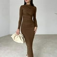 thumbnail image 5 of biudgviw Maxi Dresses for Women Fashion Long Sleeve Mock Neck Bodycon Dress Slim Lounge Fall Long Party Dress, 5 of 6