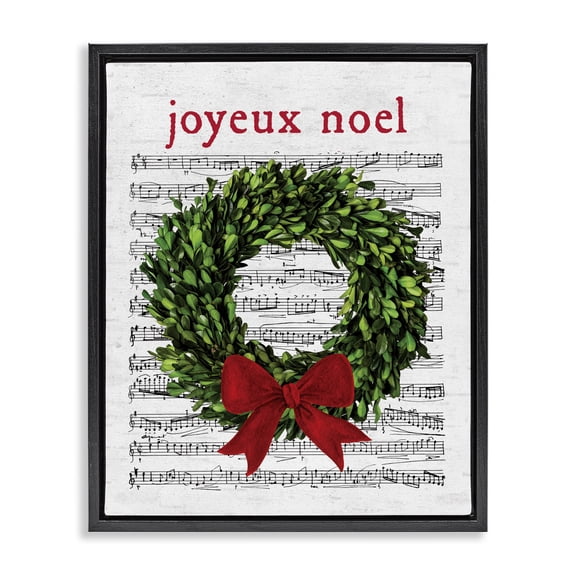 Stupell Industries Cottage Joyeux Noel Vintage Song Black Floating Frame Canvas Art, 17 x 21, by Lettered and Lined