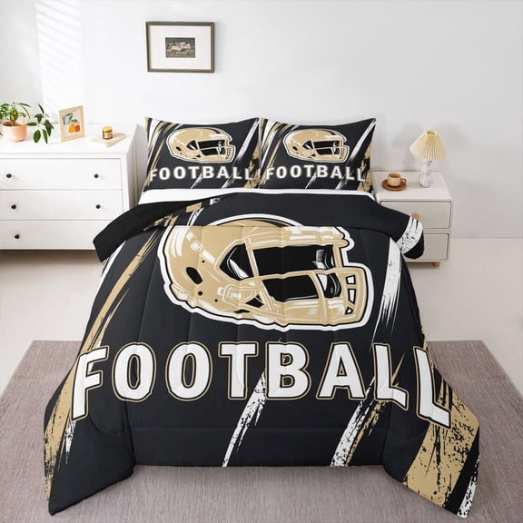 Erosebridal Vintage Soccer Bedding Sets Twin with Comforter, Teens Football Duvet Insert, Rugby Game Decor, Lightweight 2 Pieces