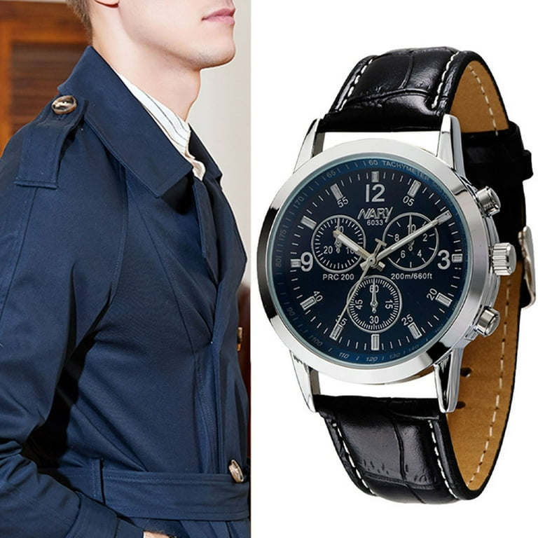 porfeet Fashion Adjustable Round Dial Quartz Movement Faux Leather Strap Business Watch Work Wristwatch Walmart