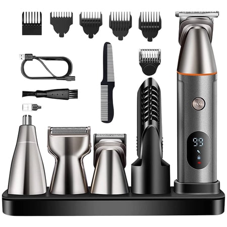 Kaimingweb Beard Trimmer for Men, Cordless IPX6 Waterproof Grooming Kit with Charging Station, Professional 15-in-1 Hair Clippers for Men Hair Beard and Nose with USB Rechargeable & LED Display