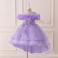 thumbnail image 2 of Ticikt Girls Dress Sloping Bridesmaid Wedding Princess Children's Bow Birthday Ball Party Show Evening,Color:Light Purple,Size:9-10 Years, 2 of 7