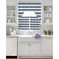 thumbnail image 3 of Blue Striped Swag Kitchen Curtains Sets for Windows 24 Inch Length, Modern Gradient Abstract Lines Aesthetic Short Window Curtain Panels Swags Valances and Tiers 3 Piece Set for Cafe/Dining Room, 3 of 5
