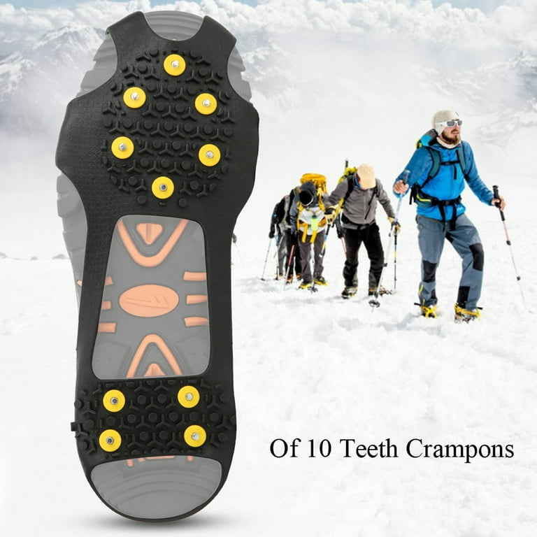 A Pair 10 Teeth Anti skid Ice Cleat Shoe Cover Grips Spikes Climbing Crampons for Outdoor Hiking Climbing XL 45 47