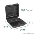 thumbnail image 5 of Northlight 150-Count Single Compartment Hinged Black Meal Prep/Take Out Containers - 9", 5 of 7