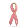 thumbnail image 1 of Prevention and Awareness Pink Ribbon Breast Cancer Survivor Brooch Pin Open Heart Enamel Gold Plated Inspirational Accessory for Women, 1 of 4