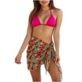 thumbnail image 2 of Acyse Womens Bikinis for Summer Clearance Juniors Printed Bikini Straps Bikini Deep V Cute Split Swimsuit Set Three Piece Swimsuit Set, 2 of 4
