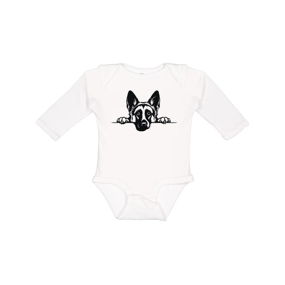 Inktastic Peeking German Shepherd Boys or Girls Long Sleeve Baby Bodysuit