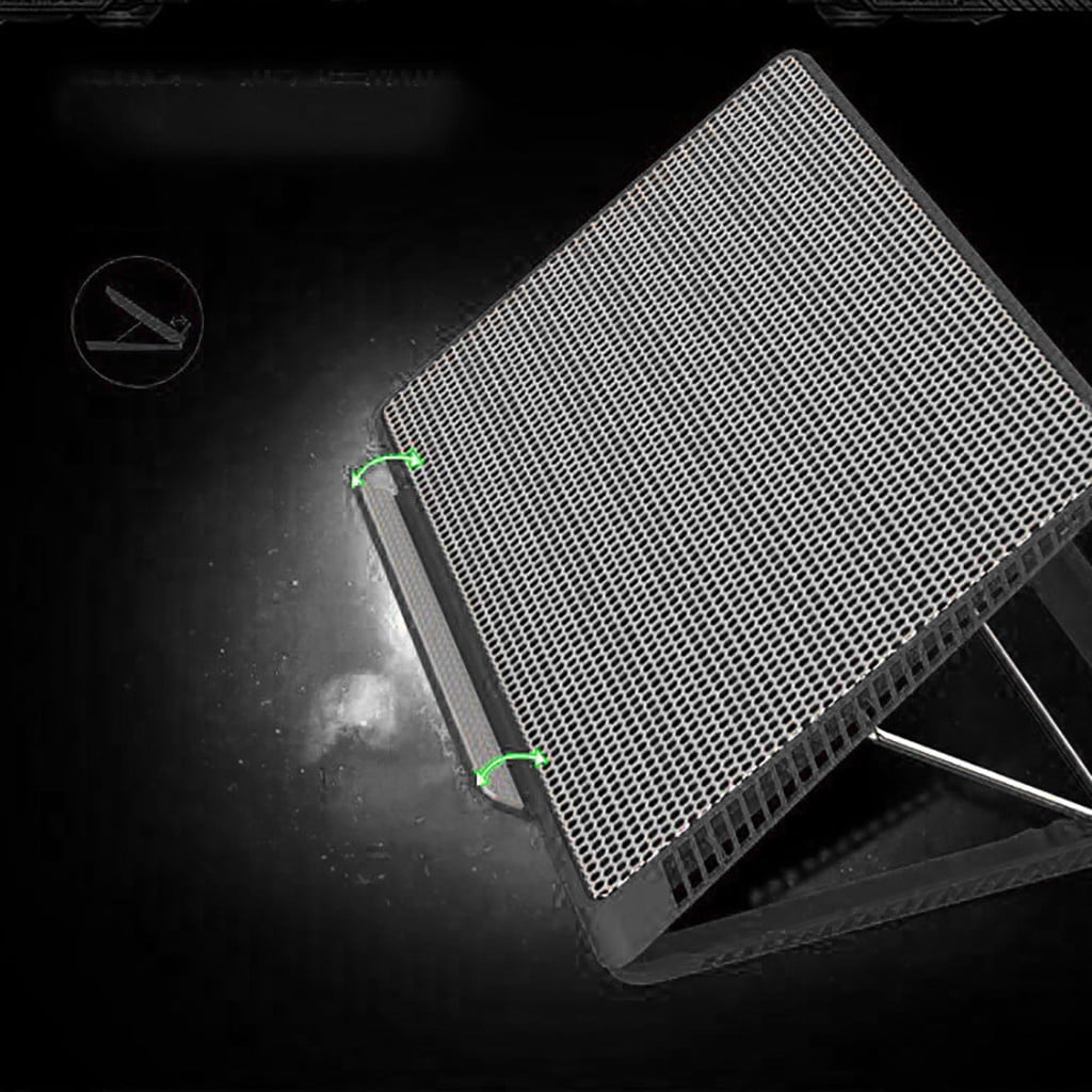 Black Laptop Cooling Pad Notebook Stand With 6 Fans Usb Powered Adjustable Height Dual Usb Ports 17.32X11.42X1.38In