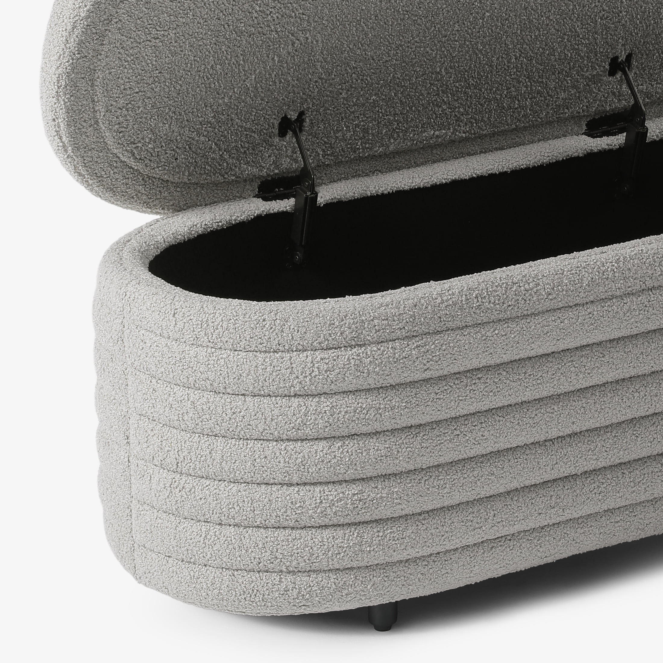 WestinTrends 42" Wide Mid-Century Modern Upholstered Teddy Sherpa Tufted Oval Storage Ottoman Bench, Light Gray