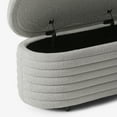 thumbnail image 6 of WestinTrends 42" Wide Mid-Century Modern Upholstered Teddy Sherpa Tufted Oval Storage Ottoman Bench, Light Gray, 6 of 7