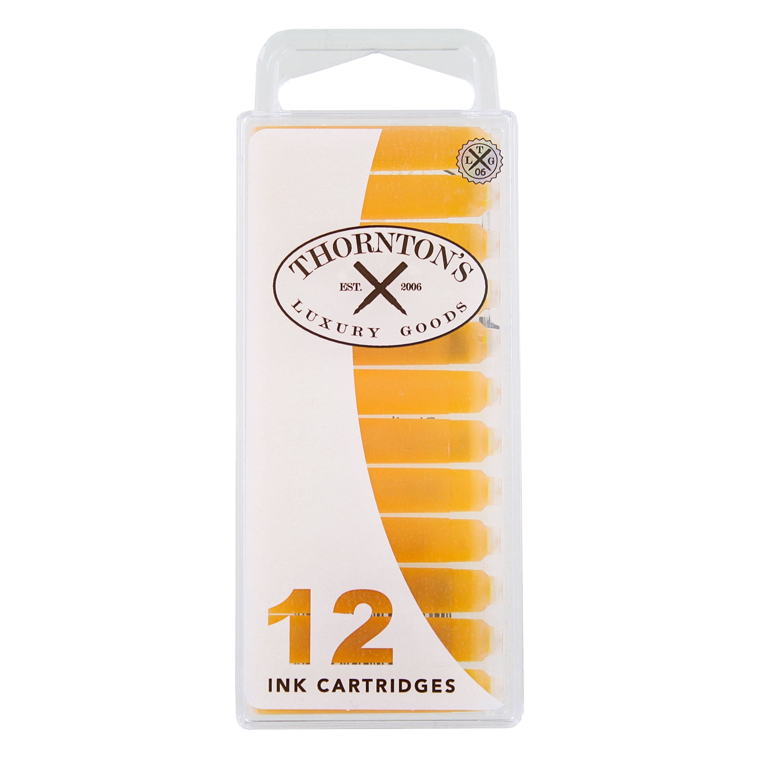 (2 pack) Thornton's Luxury Goods Short Standard International Fountain Pen Ink Cartridges Illuminating Yellow Ink Pack of 12 Refills for Classic Calligraphy Pens Compatible With All Brand Neutral PH