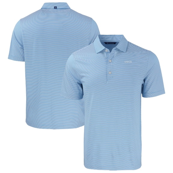 Men's Cutter & Buck Powder Blue New Orleans Saints Forge Eco Double Stripe Stretch Recycled Polo