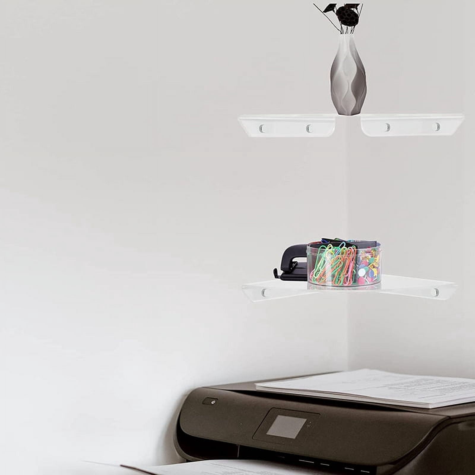 4Pcs Acrylic Corner Shelf Floating Wall Storage Shelf Display Speaker Organizer Bedroom Holder,Clear