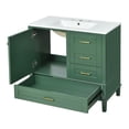 thumbnail image 6 of Viswild 36" Compact Solid Wood Bathroom Vanity with 3 Soft Close Drawers & Ceramic Sink | Space-Saving Storage for Small Bathrooms，Green, 6 of 13