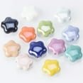 thumbnail image 2 of U8MO 10pcs 14mm Flower Star Shape Shiny Glossy Glazed Ceramic Porcelain Loose Beads-Light Blue, 2 of 6