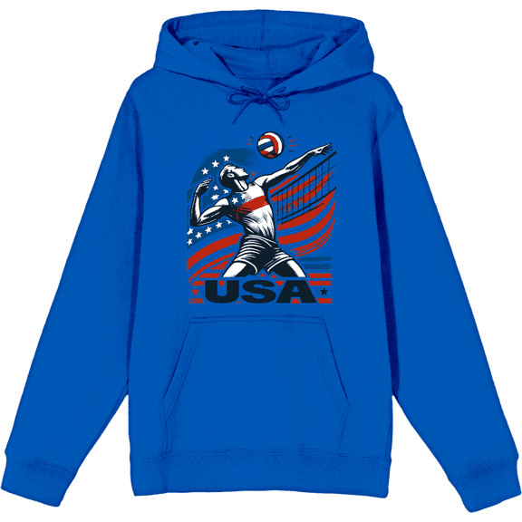 USA Volleyball Adult Blue Long Sleeve Hoodie-Medium