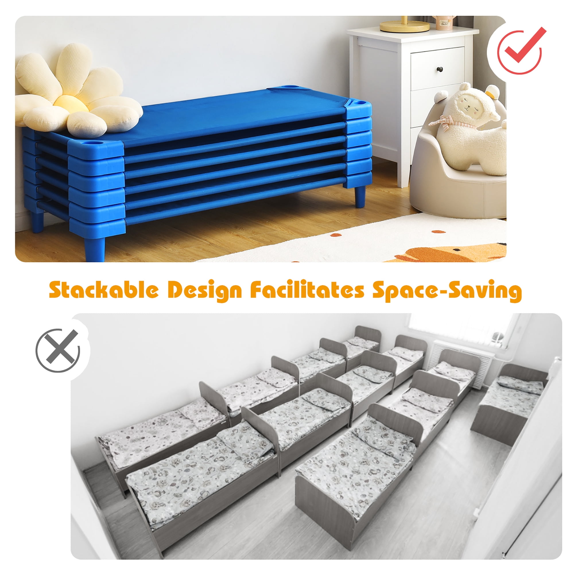 Costway, Kids Stackable Naptime Cot, 52'' L x 23'' W, Blue