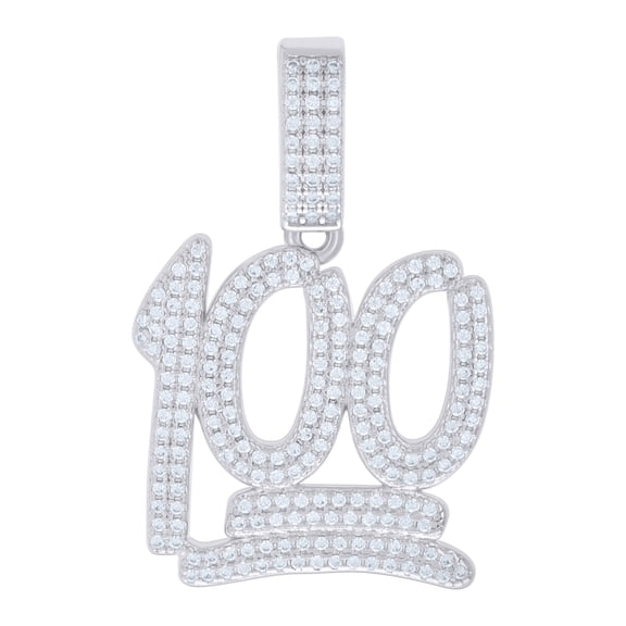 925 Sterling Silver Unisex Cubic-Zirconia 100 Numbers Initial Charm Pendant