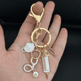 thumbnail image 3 of New Doctor Keychain Medical Tool Key Ring Injection Syringe Stethoscope Nurse Cap Key Chain Medico Gift DIY Jewelry Handmade, 3 of 5